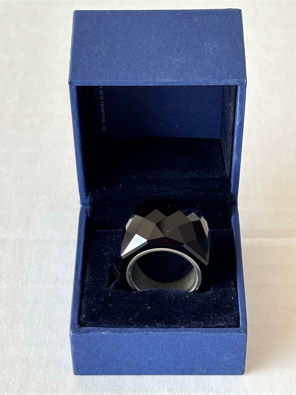 Swarovski Woman’s Black Faceted Statement Ring - Size
